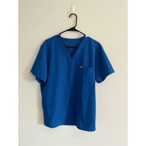 FIGS Technical Collection Scrub Top V-Neck Short Sleeve Blue Size M‎
